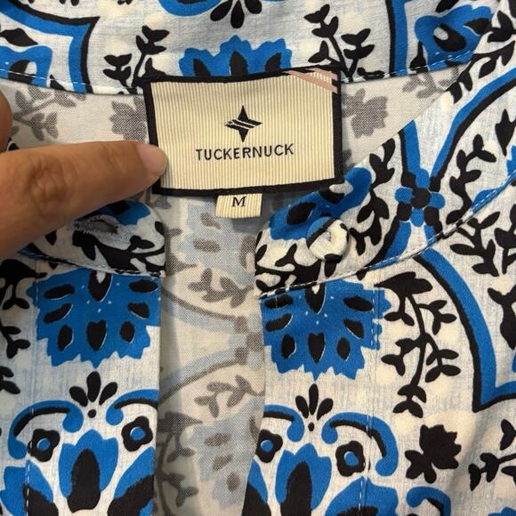 Tuckernuck Blue White Floral Royal Button Up Mini Dress Size Medium - Picture 3 of 6